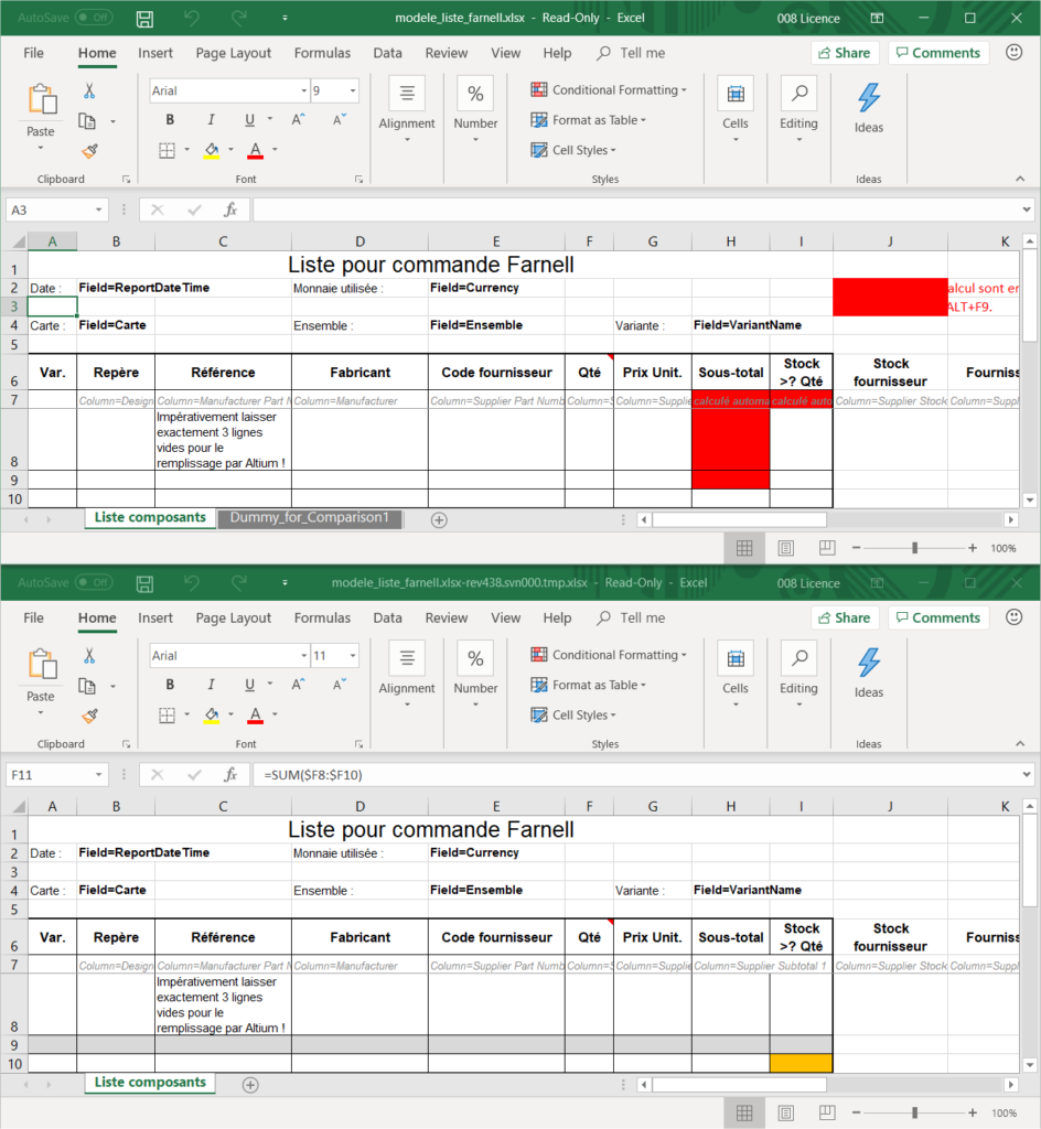 Diff inside MS Excel