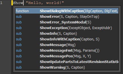 Auto-completion on ShowSomething instruction